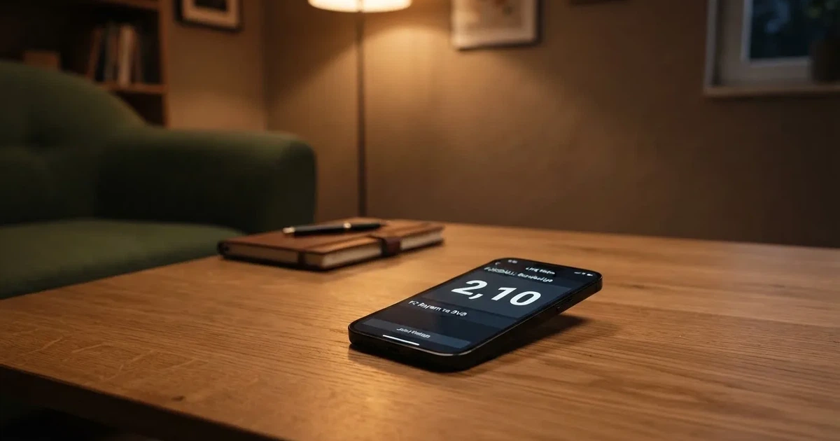 Mehrere Smartphones unterschiedlicher Größe liegen nebeneinander auf einem Holztisch, die Bildschirme sind dunkel.